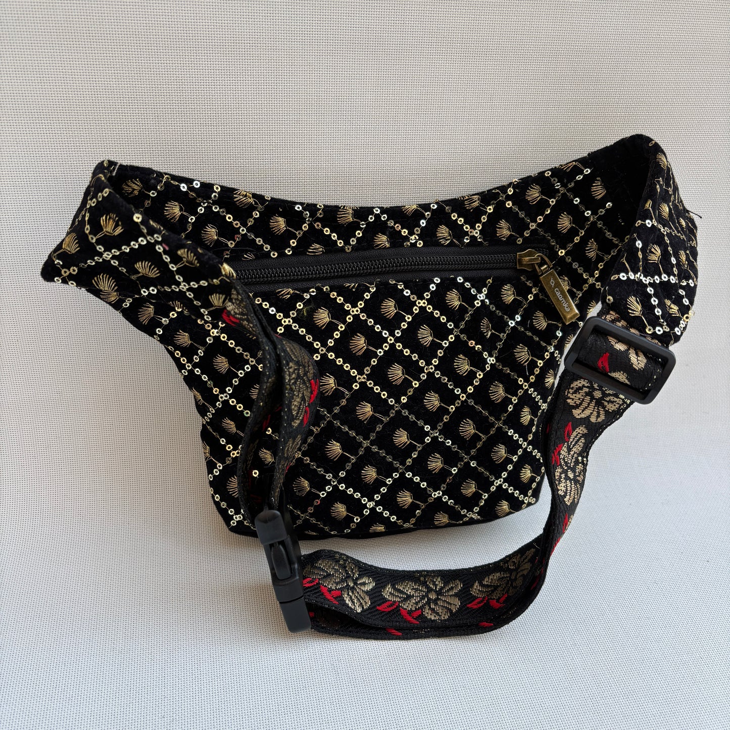 Riñonera Mini "Elegant Luxury India Golden Top" + Bolsillo trasero extra · Pieza Única Núm. 18350