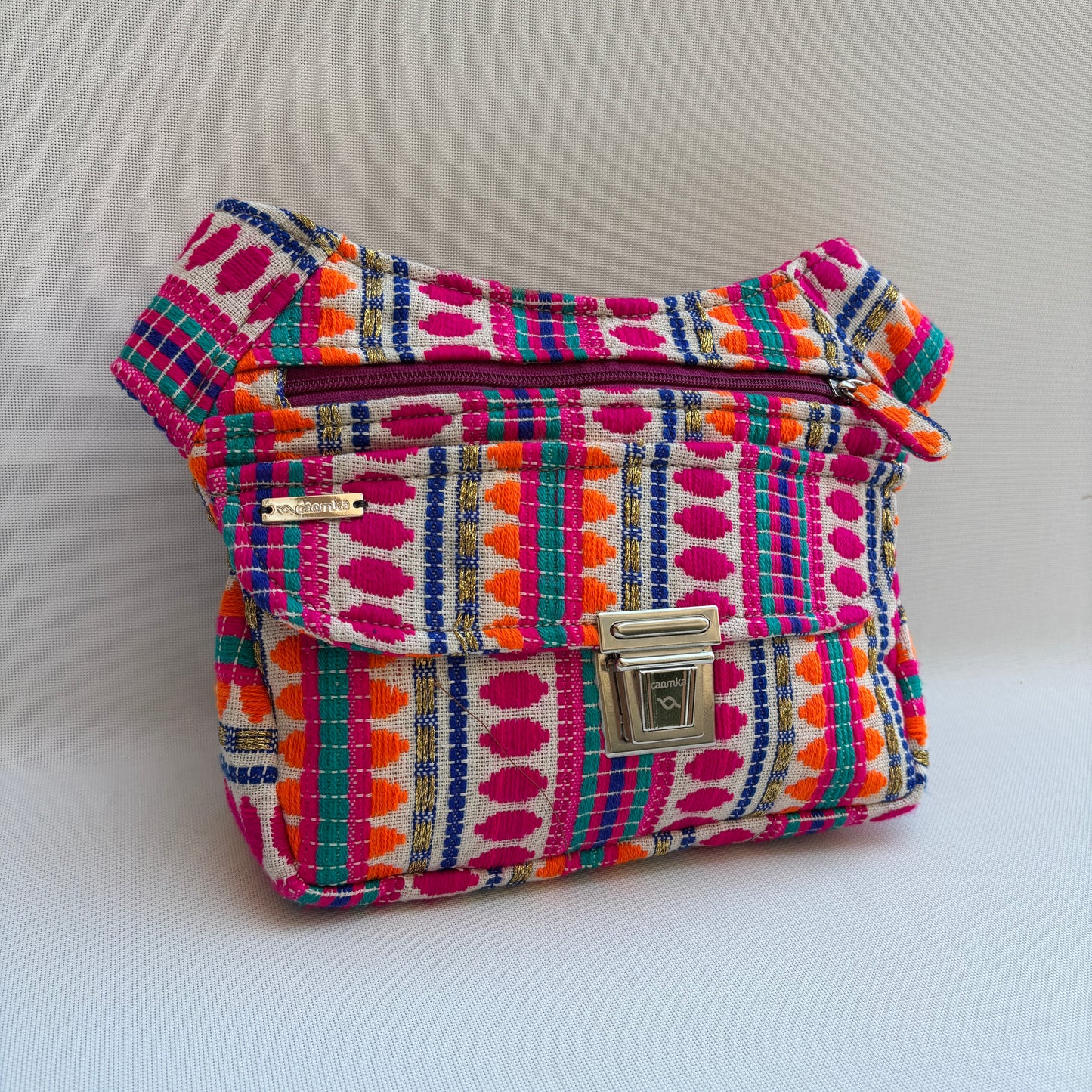 Riñonera "Special Boho Fuchsia & Orange" + Bolsillo trasero · Pieza Única Núm. 19341