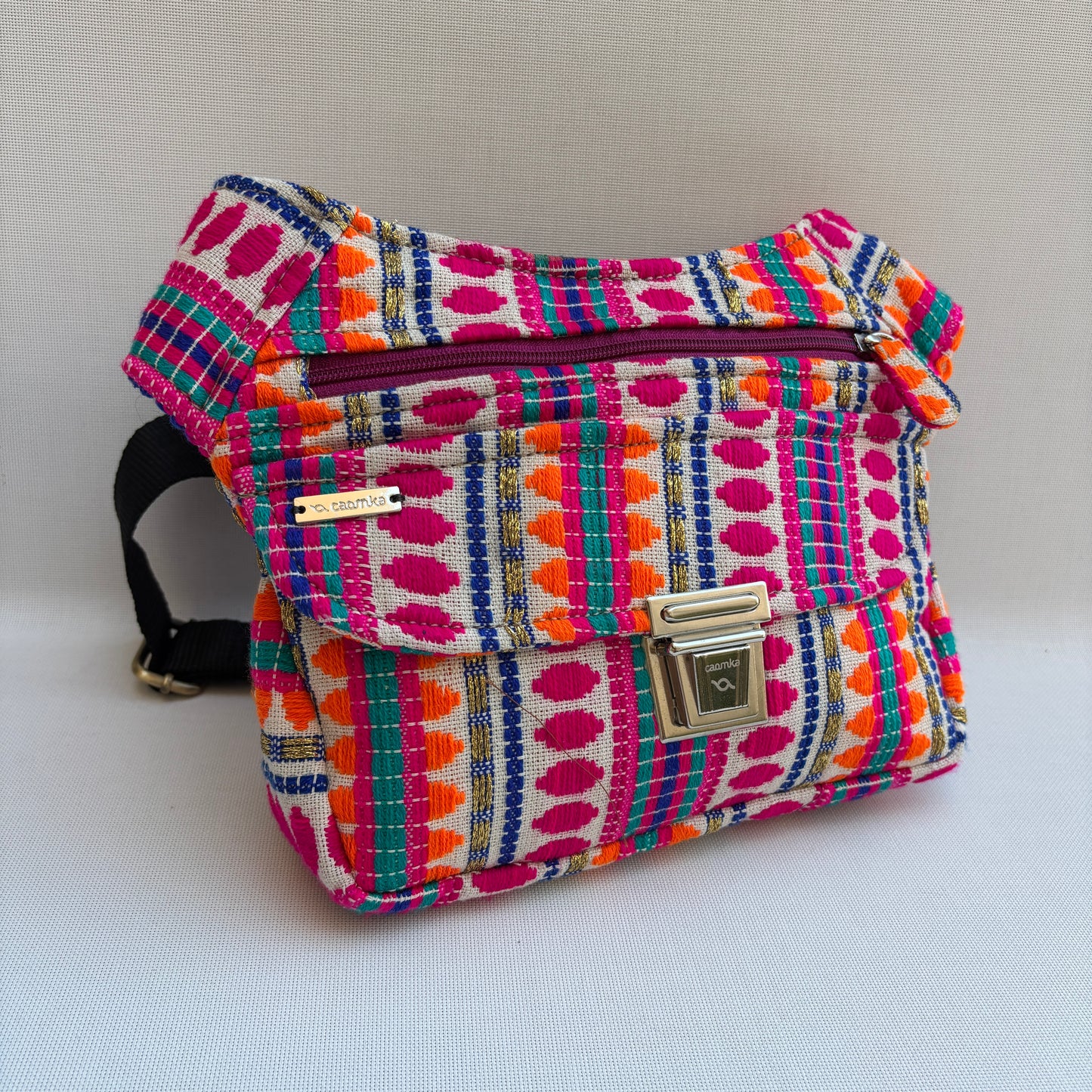 Riñonera "Special Boho Fuchsia & Orange" + Bolsillo trasero · Pieza Única Núm. 19341
