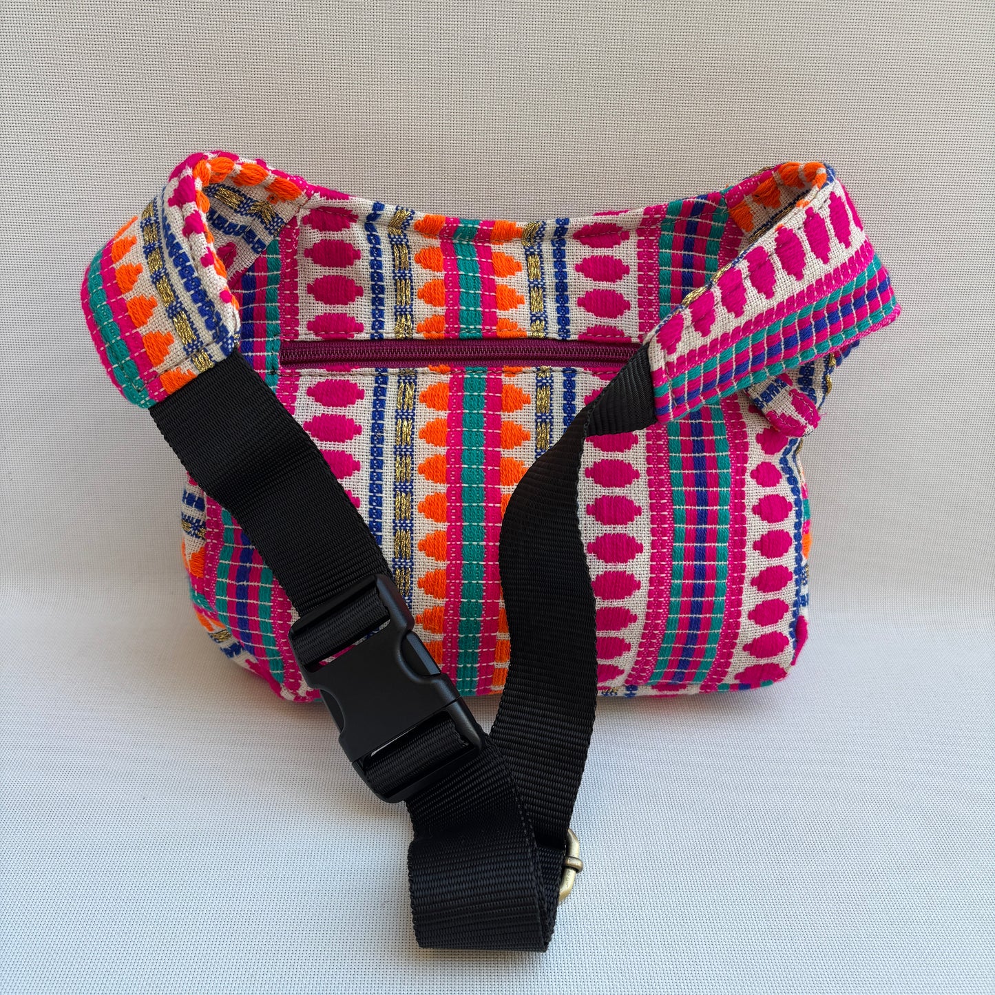 Riñonera "Special Boho Fuchsia & Orange" + Bolsillo trasero · Pieza Única Núm. 19341