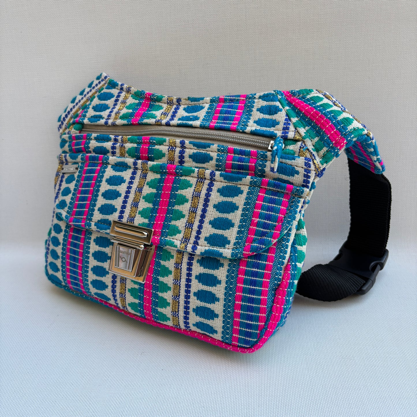 Riñonera "Special Boho Turquoise & Pink" + Bolsillo trasero · Pieza Única Núm. 19340