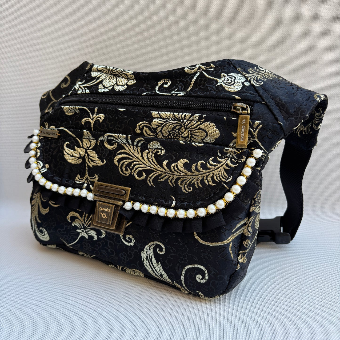 Riñonera "Elegant Luxury India Golden" + Bolsillo trasero · Pieza Única Núm. 19176