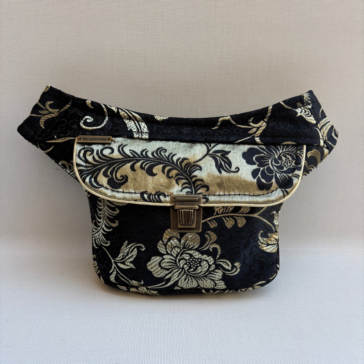 Riñonera Mini "Elegant Luxury India Golden" + Bolsillo trasero extra · Pieza Única Núm. 19177