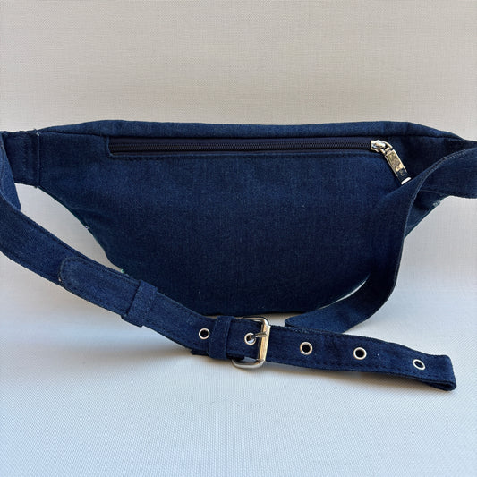 Riñonera - Bandolera Retrochic Mónica “Blue Night Flowers” · Pieza Única Núm. 19156