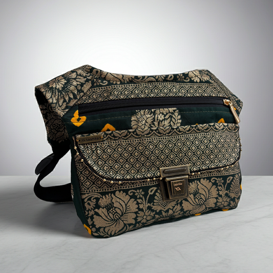 Riñonera "Elegant India Golden" + Bolsillo trasero · Pieza Única Núm. 18954