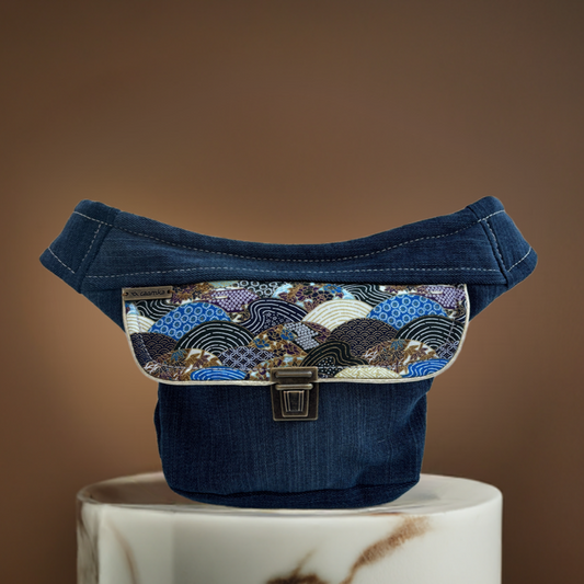 Riñonera Japanese Mini Jeans Recycled ♻️ + Bolsillo trasero extra con cremallera · Pieza Única Núm. 17549