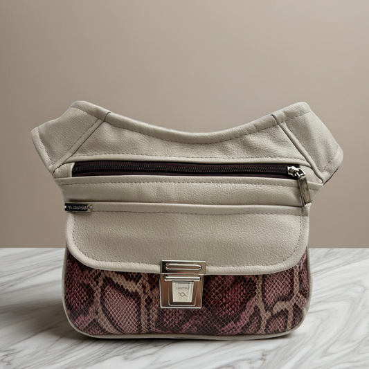 Riñonera "Beige & Animal Print" + Bolsillo trasero · Polipiel · Pieza Única Núm. 18305