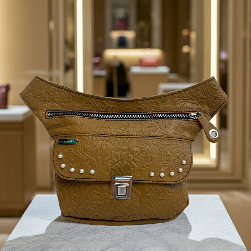 Riñonera Mini "Premium Camel Pearls" · Piel · Pieza Única Núm. 17961