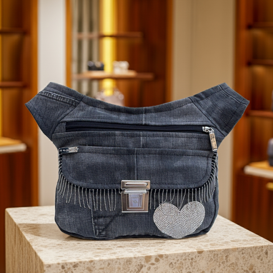 Riñonera "Special ♻️ Jeans Recycled ♻️ Top + Bolsillo trasero con cremallera · Pieza Única Núm. 17822