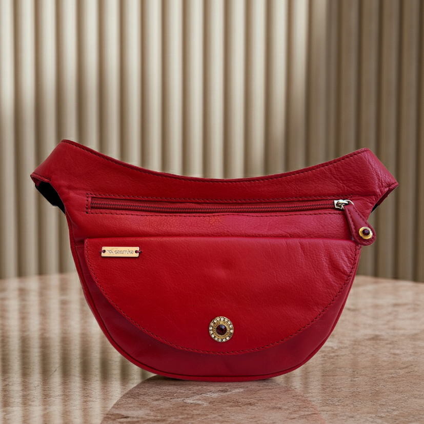 Riñonera Luna "Special Red Luxury" Silver· Piel · Pieza Exclusiva Núm. 18451