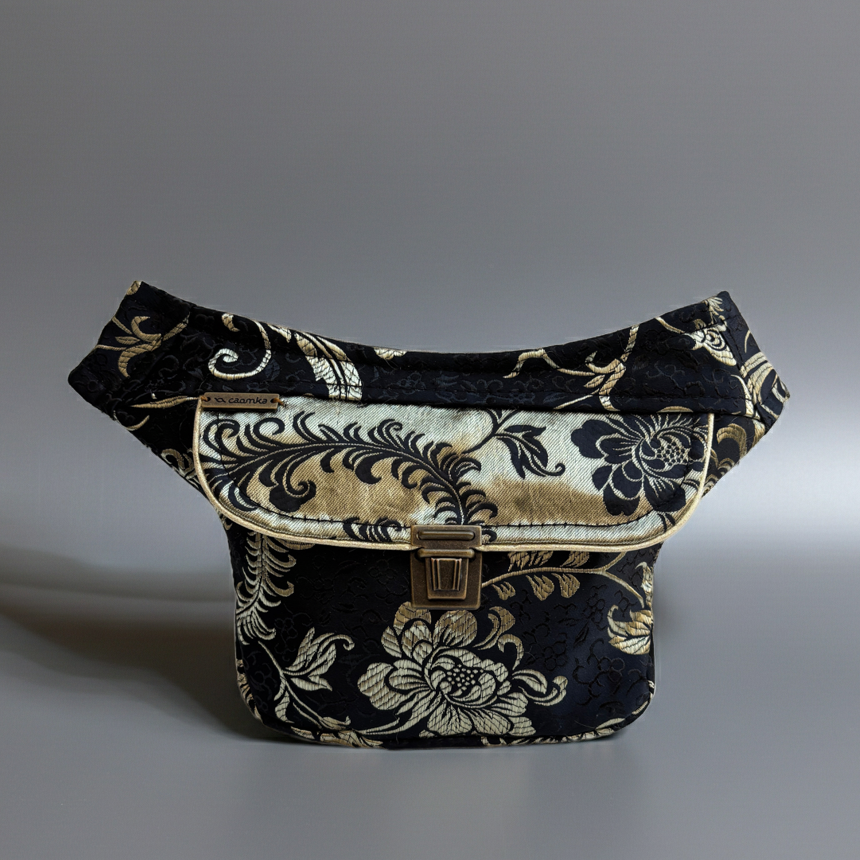 Riñonera Mini "Elegant Luxury India Golden" + Bolsillo trasero extra · Pieza Única Núm. 19177