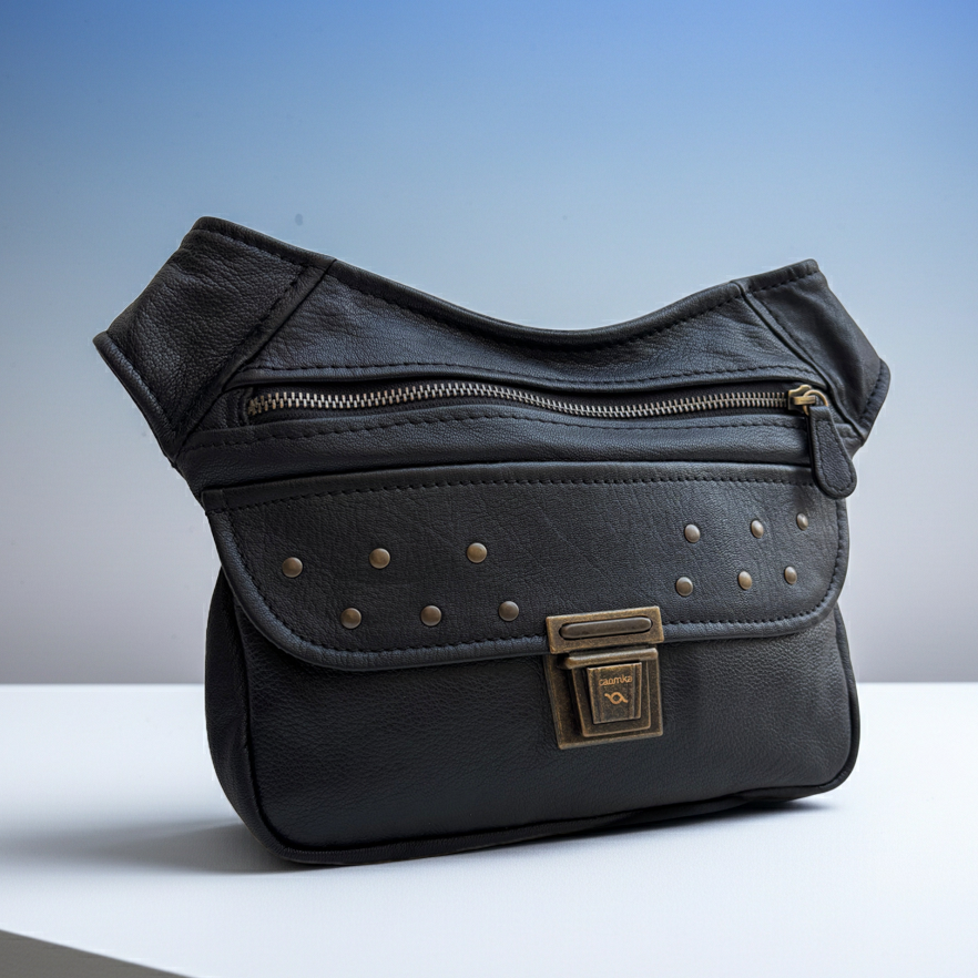 BioCuir Classic Black &amp; Silver BioCuir® Natural Leather Exclusive Piece No. 6678