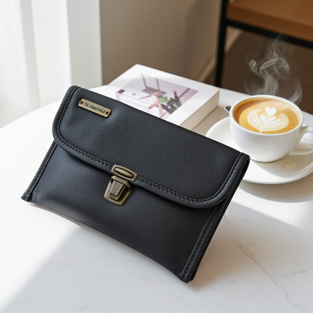 CAOMKA Flat Coin Purse Natural BioCuir® Leather Exclusive Piece No. 13177