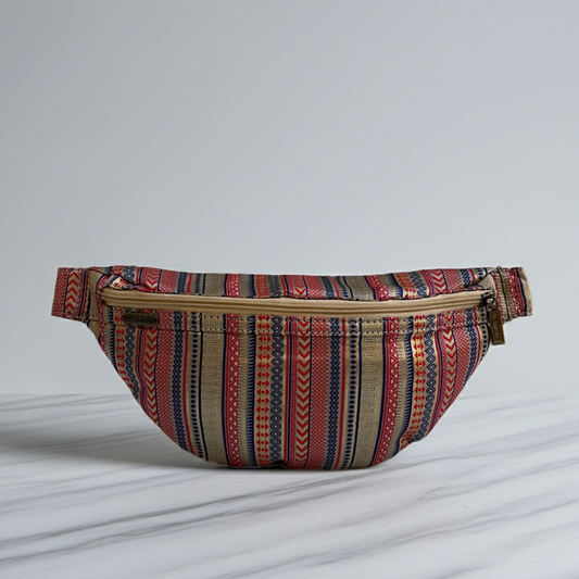 Riñonera - Bandolera Retrochic Mónica “Ethnic Gold Red” · Pieza Única Núm. 19157