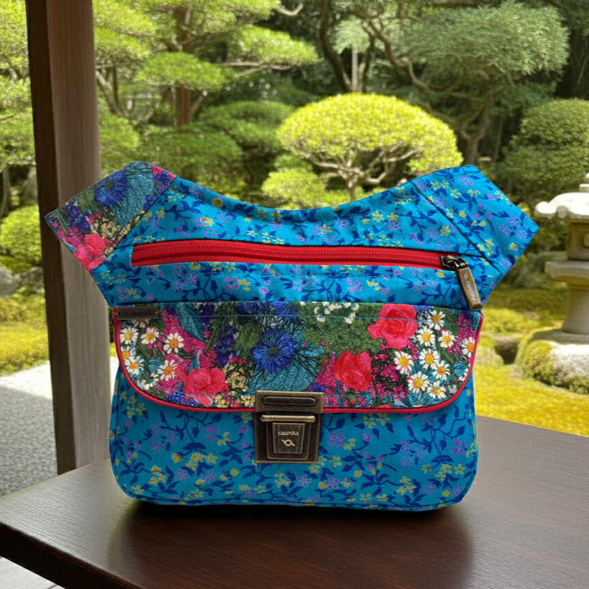 Riñonera "Special Recycled Japanese Flowers" + Bolsillo trasero · Pieza Única Núm. 18029