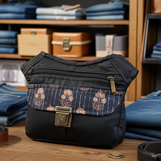 Riñonera "Special ♻️ Jeans Recycled ♻️ " + Bolsillo trasero con cremallera · Pieza Única Núm. 18715