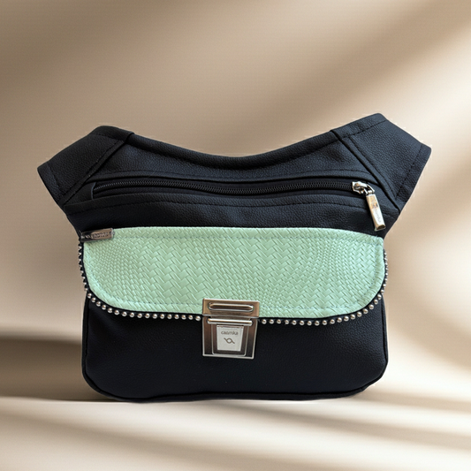 Riñonera "Special Black & Green Soft" + Bolsillo trasero · Polipiel · Pieza Única Núm. 18695