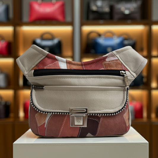 Riñonera "Elegant Patchwork Top" + Bolsillo trasero · Polipiel · Pieza Única Núm. 18021