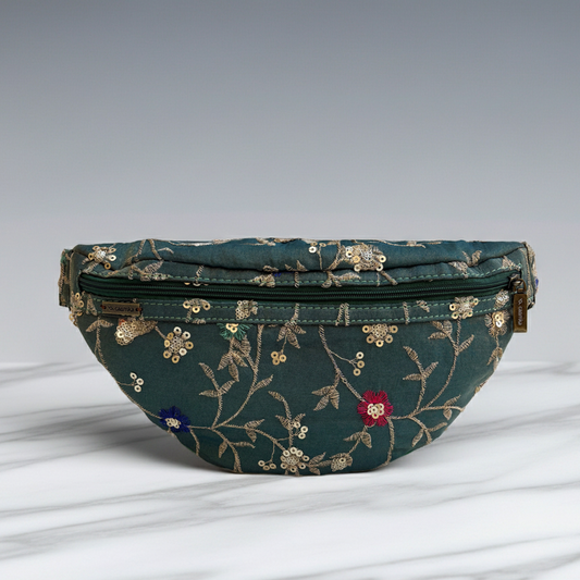 Riñonera - Bandolera Retrochic Mónica “Emerald Garden” · Pieza Única Núm. 19149