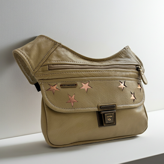 Riñonera "Special Green Stars" + Bolsillo trasero · Piel · Pieza Única Núm. 19313