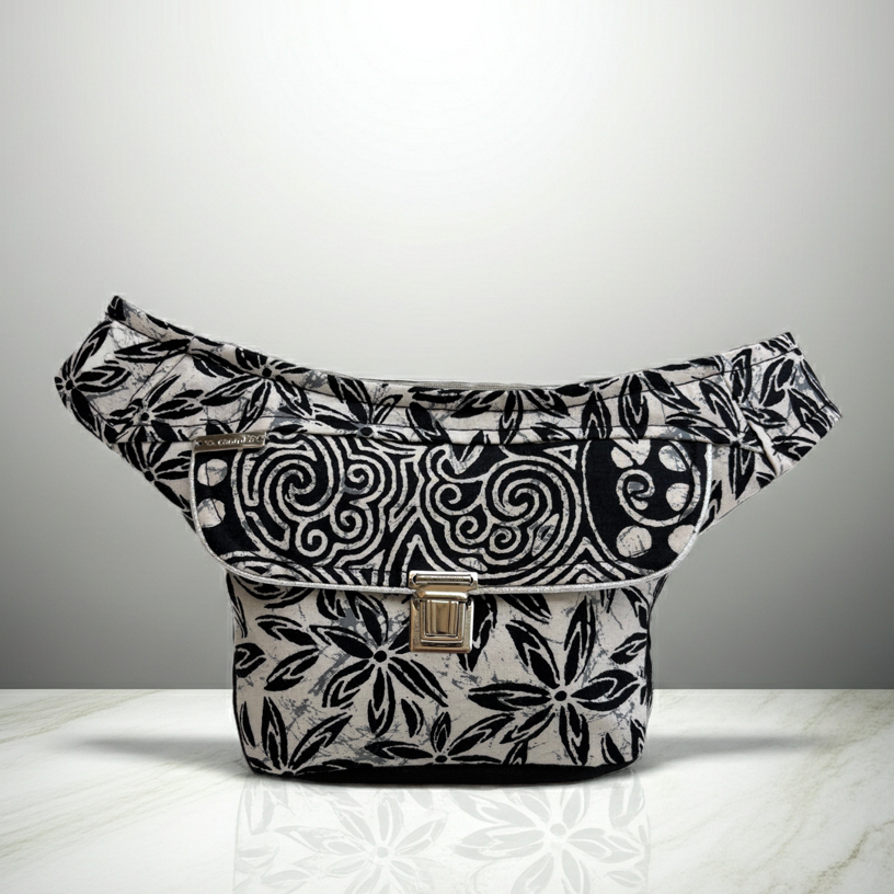 Riñonera Mini “Elegant Fantasy Floral” + Bolsillo trasero extra · Pieza Única Núm. 18773