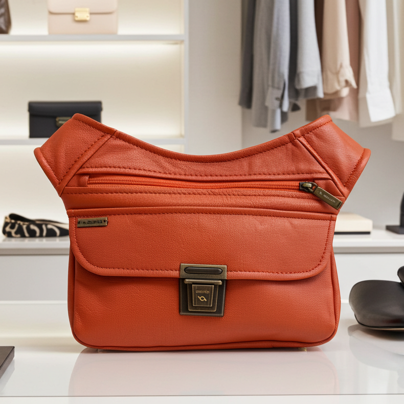 (-20% TARA) Riñonera "Special Pumpkin Top” + Bolsillo trasero · Piel · Pieza Única Núm. 19430