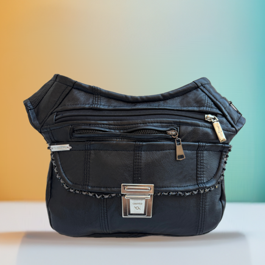Riñonera "Recycled Black Top" + Bolsillo trasero · Polipiel  · Pieza Única Núm. 16937