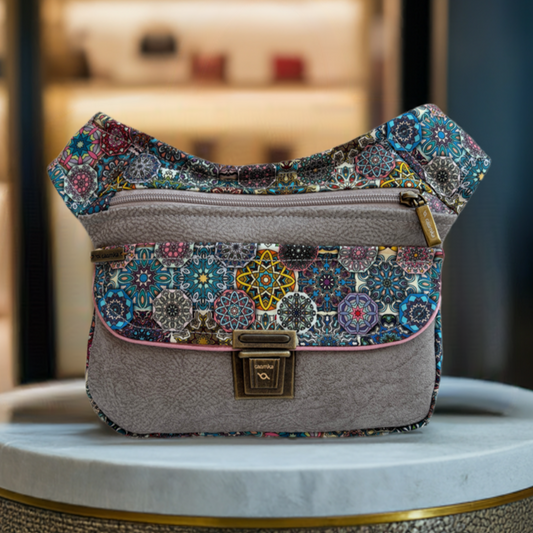 Riñonera "Special Mandalas Top" + Bolsillo trasero · Antelina suave · Pieza Única Núm. 16760
