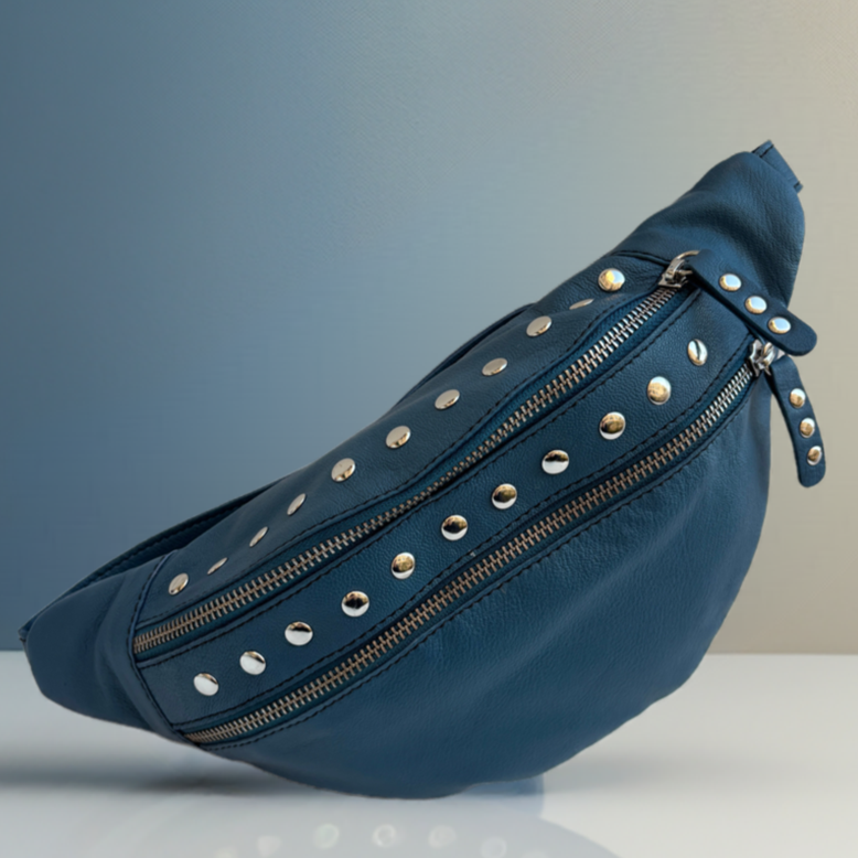 Premium Retro Chic Grün BioCuir® Naturleder Exklusivstück Nr. 12639