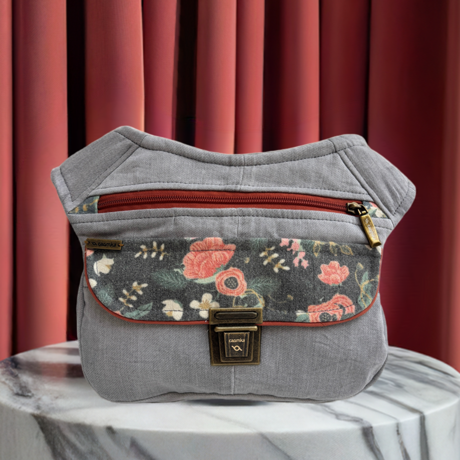 Riñonera "Nepal Rosas ♻️ Jeans Recycled ♻️ · Pieza Única Núm. 17398
