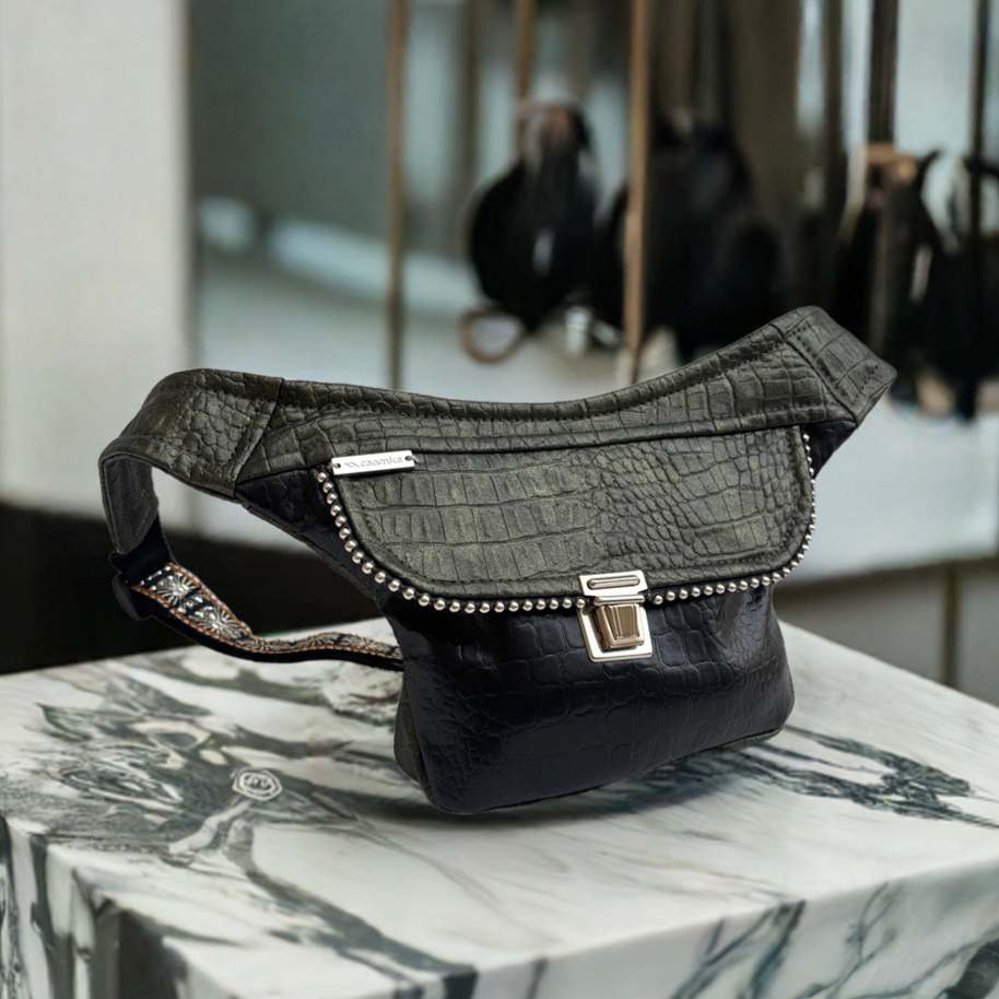 Mini Luxury Green & Black + Bolsillo trasero extra · Pieza Única Núm. 17255