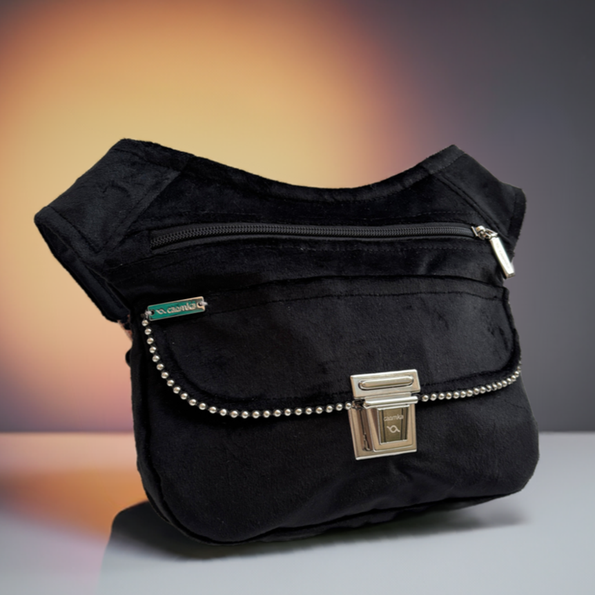 Riñonera "Elegant Black Top" · Terciopelo · Pieza Única Núm. 16916