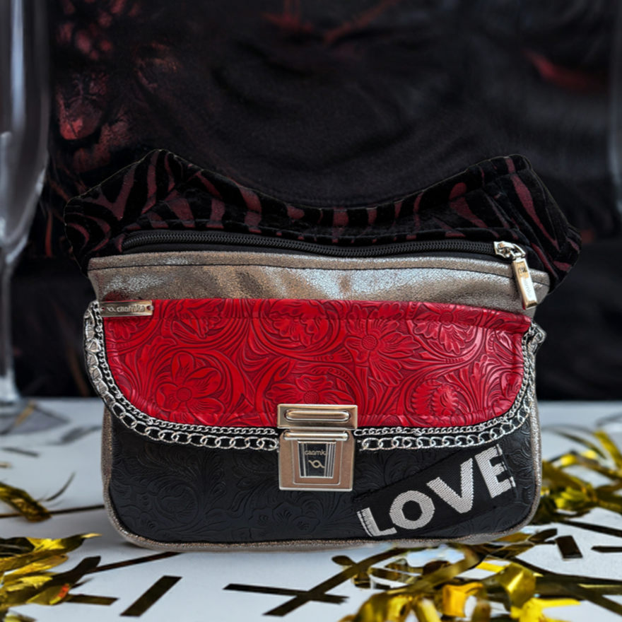 Riñonera "Luxury New Year Love Top" · Terciopelo + Polipiel · Pieza Única Núm. 16794