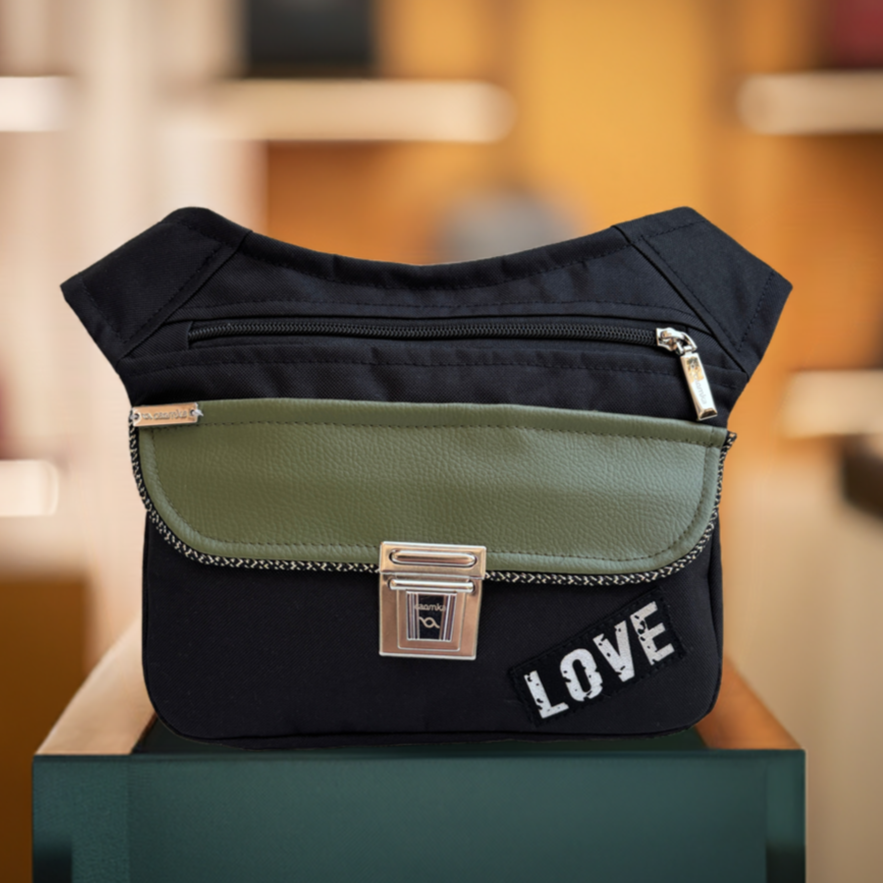 Riñonera "Special Black & Green Love" + Bolsillo trasero · Pieza Exclusiva Núm. 16758