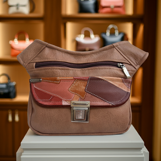 Riñonera "Elegant Patchwork Top" + Bolsillo trasero · Polipiel · Pieza Única Núm. 18022