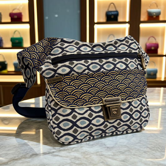 Riñonera "Special Blue Kyoto Waves" + Bolsillo trasero · Pieza Única Núm. 18129