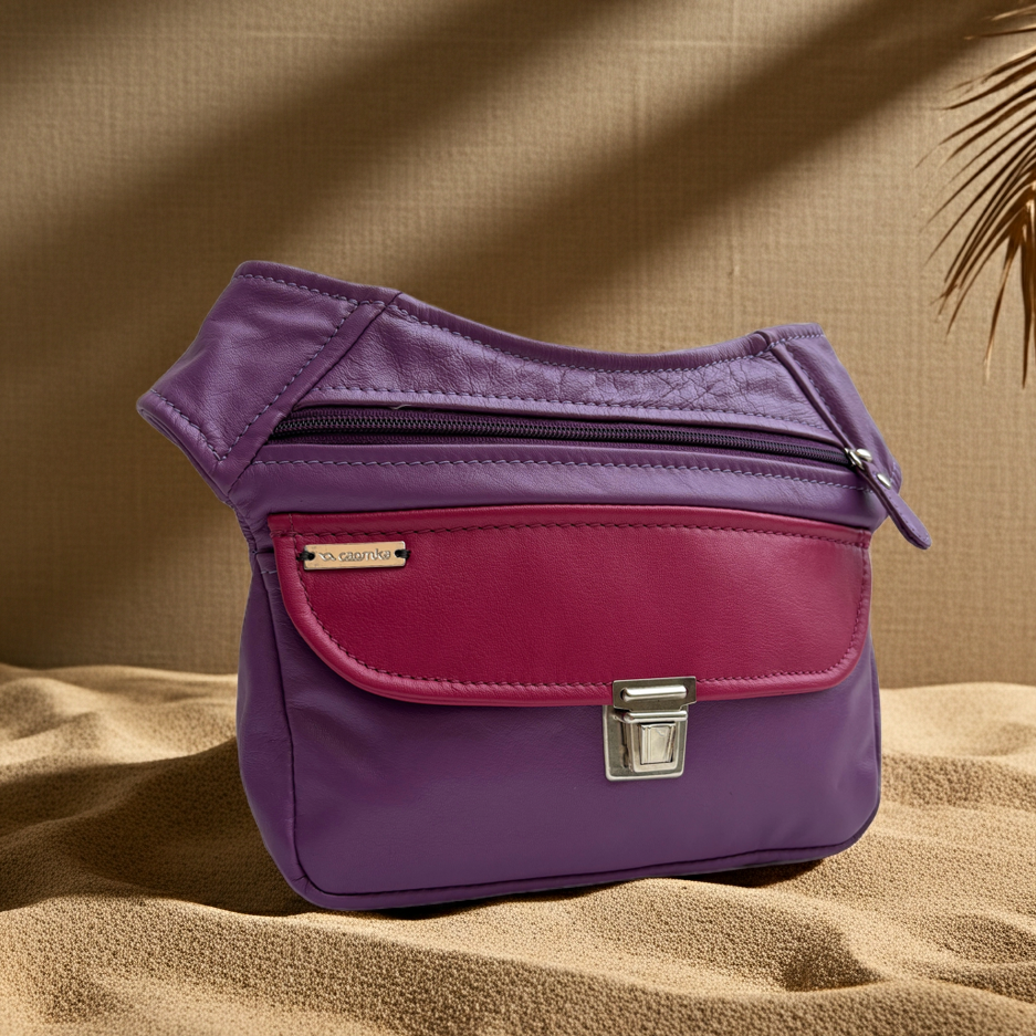 Riñonera Numa "Special Morado con Fúcsia” + Bolsillo trasero · Piel · Pieza Exclusiva Núm. 19491