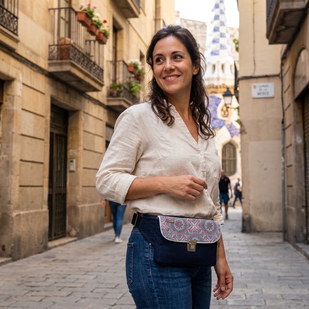 Riñonera Urban "♻️ Mandalas Jeans Recycled ♻️" · Pieza Única Núm. 19572