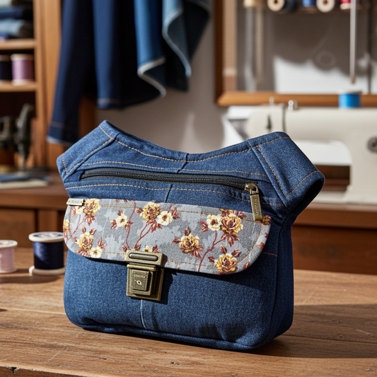 Riñonera "Jeans Flowers" ♻️ Jeans Recycled ♻️ · Pieza Única Núm. 18712