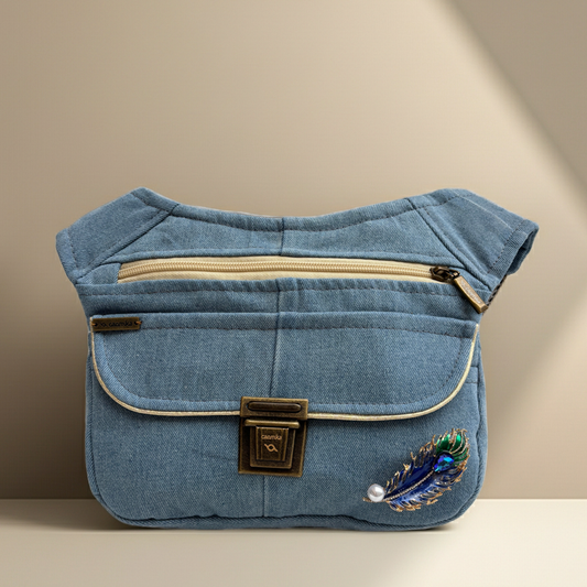 Riñonera “Special ♻️ Jeans Recycled ♻️ Top Bird Feather ” · Pieza Única Núm. 18608