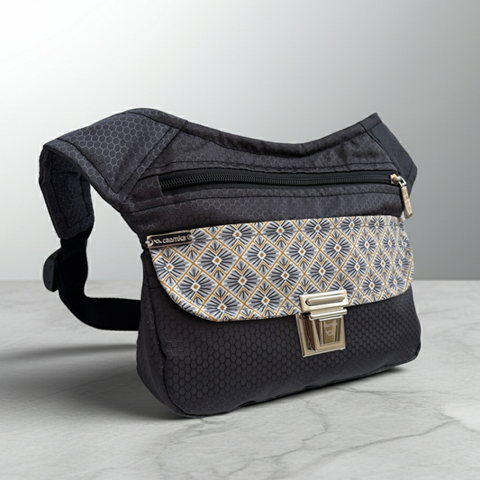 Riñonera "Special Black Geometric" + Bolsillo trasero · Impermeable · Pieza Única Núm. 18983