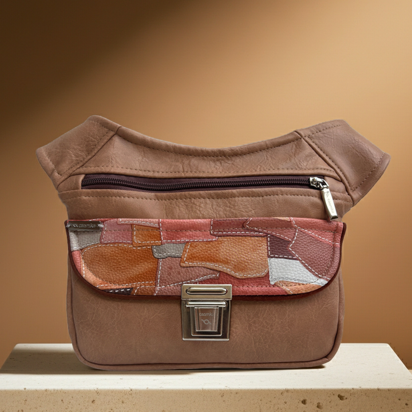 Riñonera "Elegant Patchwork Top" + Bolsillo trasero · Polipiel · Pieza Única Núm. 18049