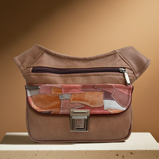 Riñonera "Elegant Patchwork Top" + Bolsillo trasero · Polipiel · Pieza Única Núm. 18049