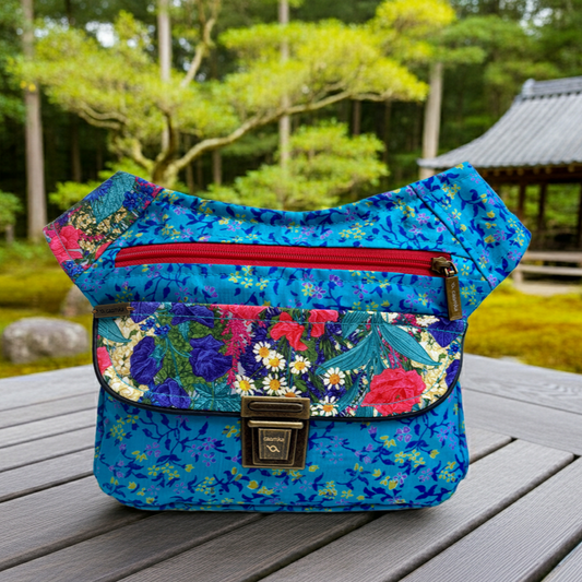 Riñonera "Blue Japanese Flowers" · Pieza Única Núm. 17986