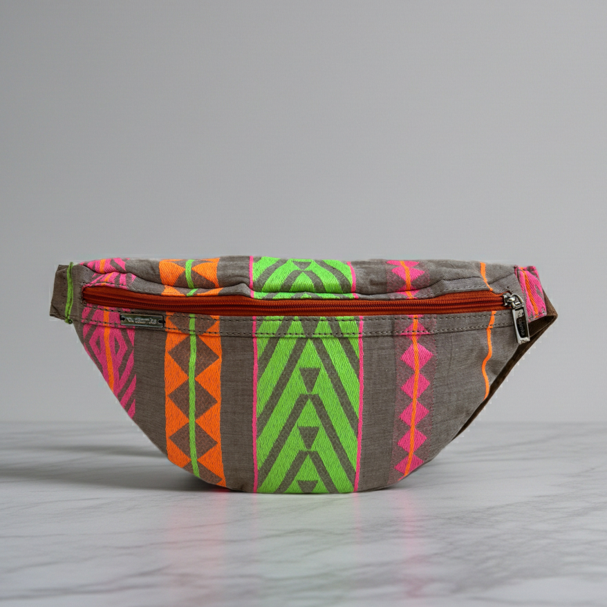 Riñonera - Bandolera Retrochic Mónica “Neon Tribal” · Pieza Única Núm. 19161