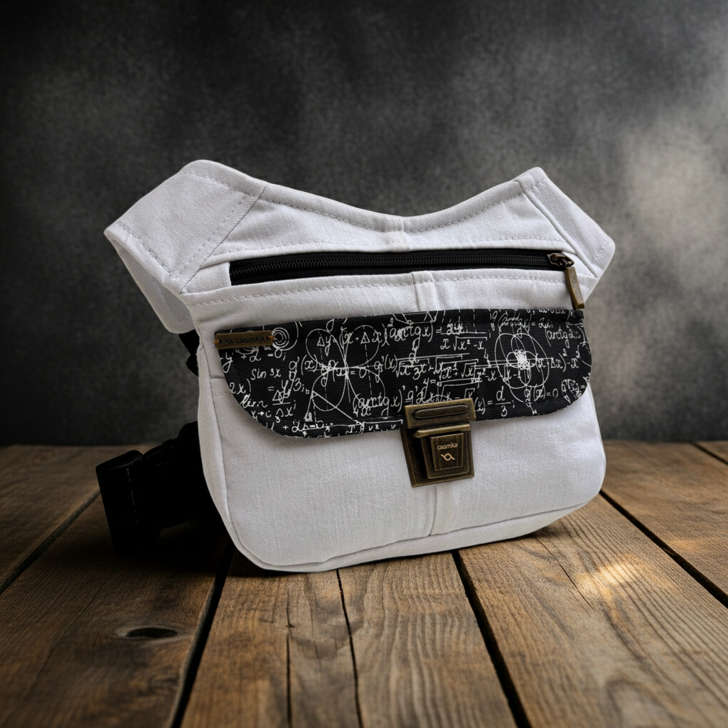 Riñonera Special ♻️White Jeans Recycled ♻️ + Bolsillo trasero con cremallera · Pieza Única Núm. 19347