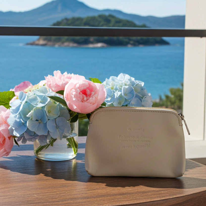CAOMKA Flat Coin Purse Natürliches BioCuir®-Leder Exklusivstück Nr. 13177