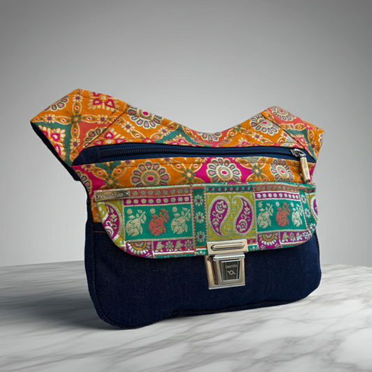 Riñonera "Jeans Denim Golden India" + Bolsillo trasero · Pieza Única Núm. 19017