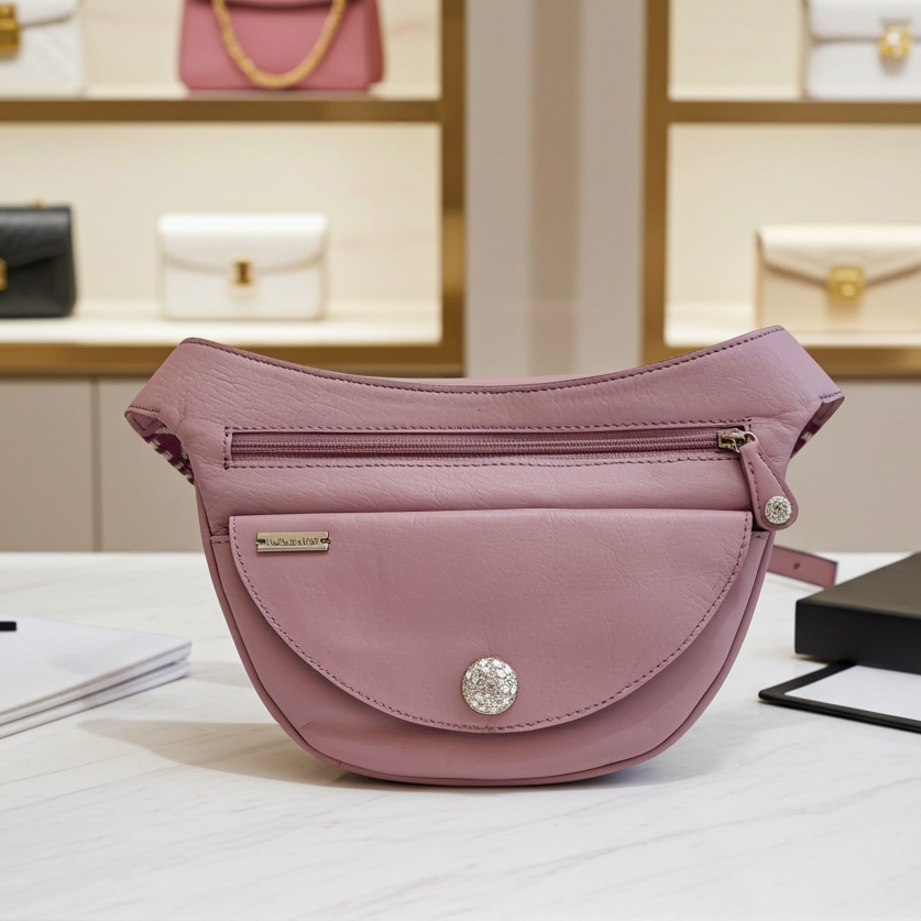 Riñonera Luna "Special Pink Luxury Top" Silver· Piel · Pieza Exclusiva Núm. 18458