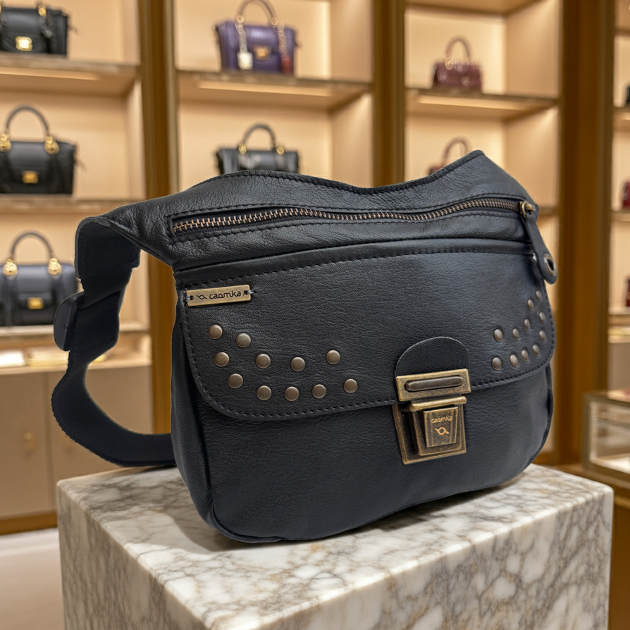 Riñonera "Premium Black & Old Gold" · Piel - Cuero · Pieza Exclusiva Núm. 16546